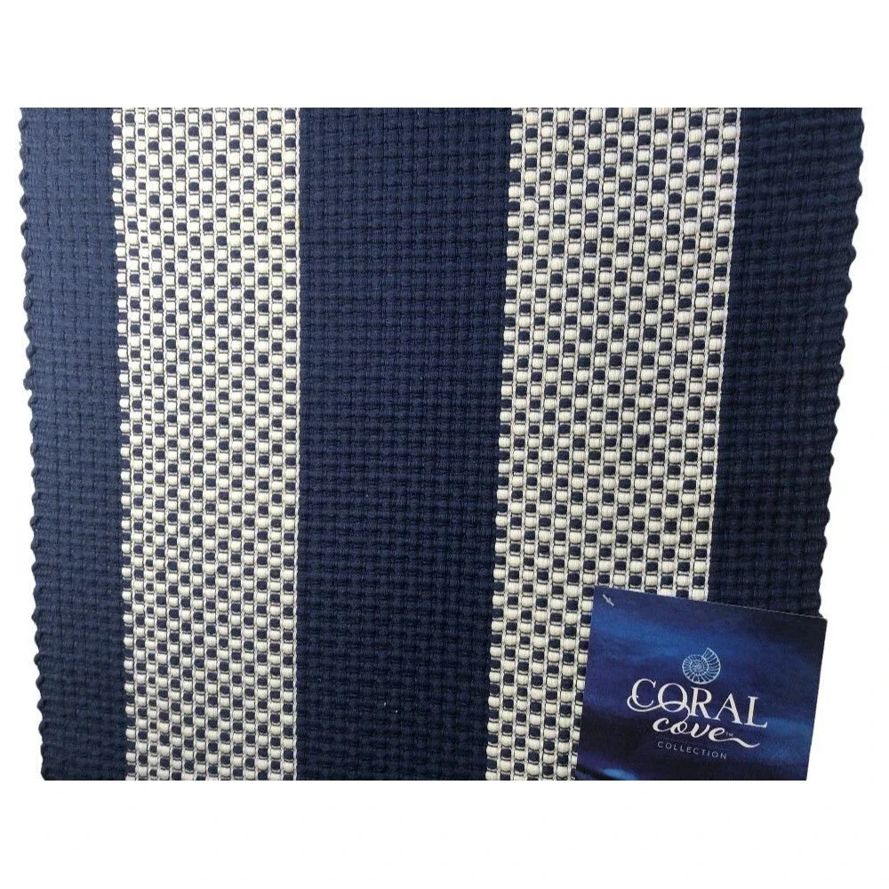 Coral Cove Fabric Placemats Set of 4 Navy White 19x14 Cotton Tropical Beach